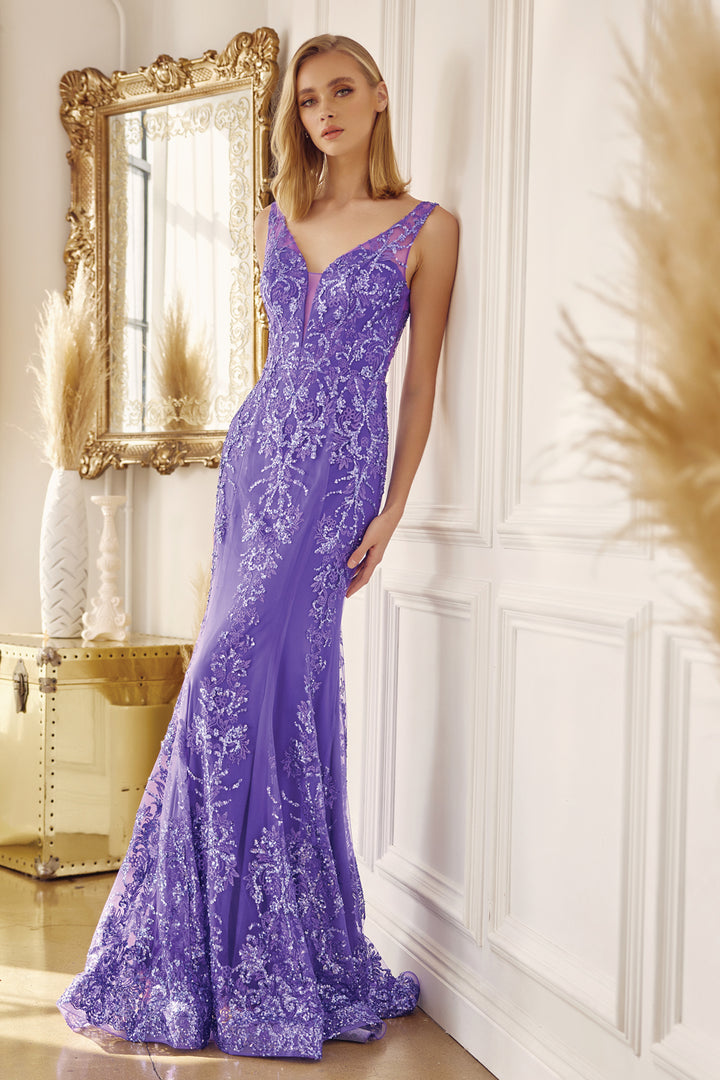JULIET 277 Fancy Glitter Design Tulle Mermaid Evening Dress