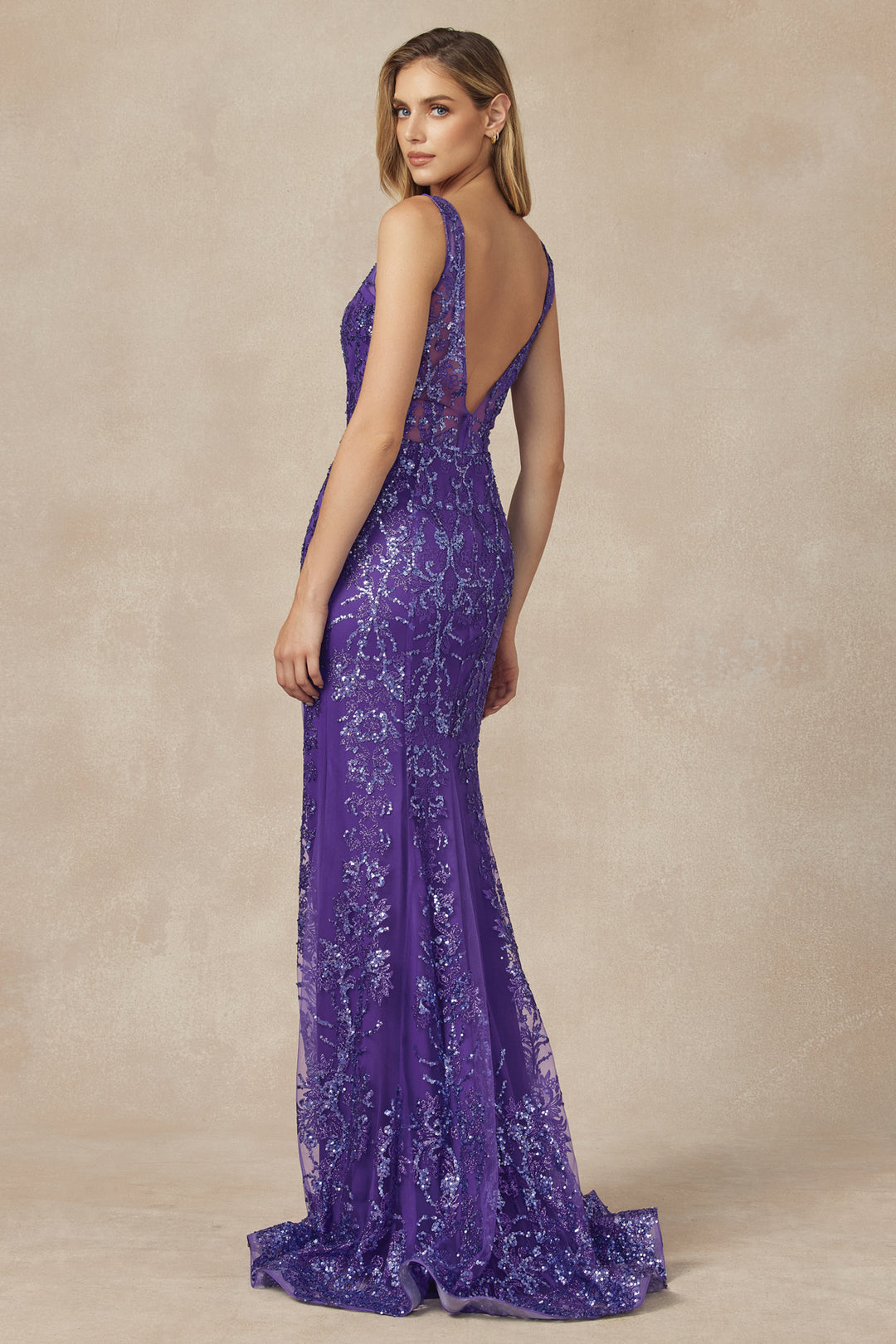 JULIET 277 Fancy Glitter Design Tulle Mermaid Evening Dress