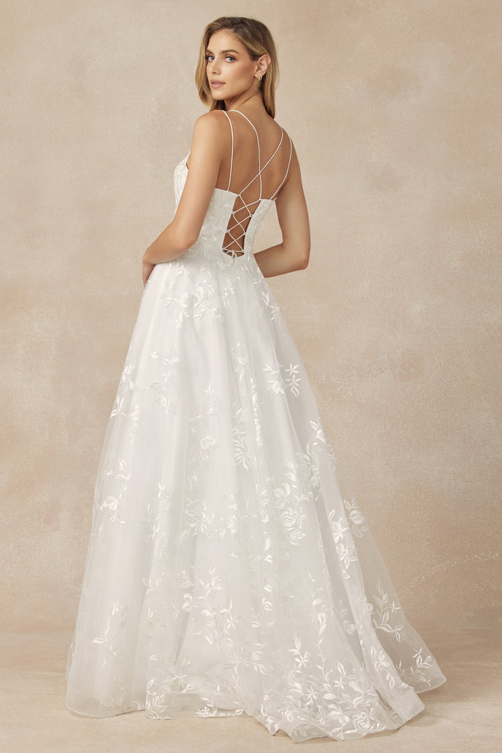 JULIET 279W A-Line Sleeveless Embroidered Lace Gown