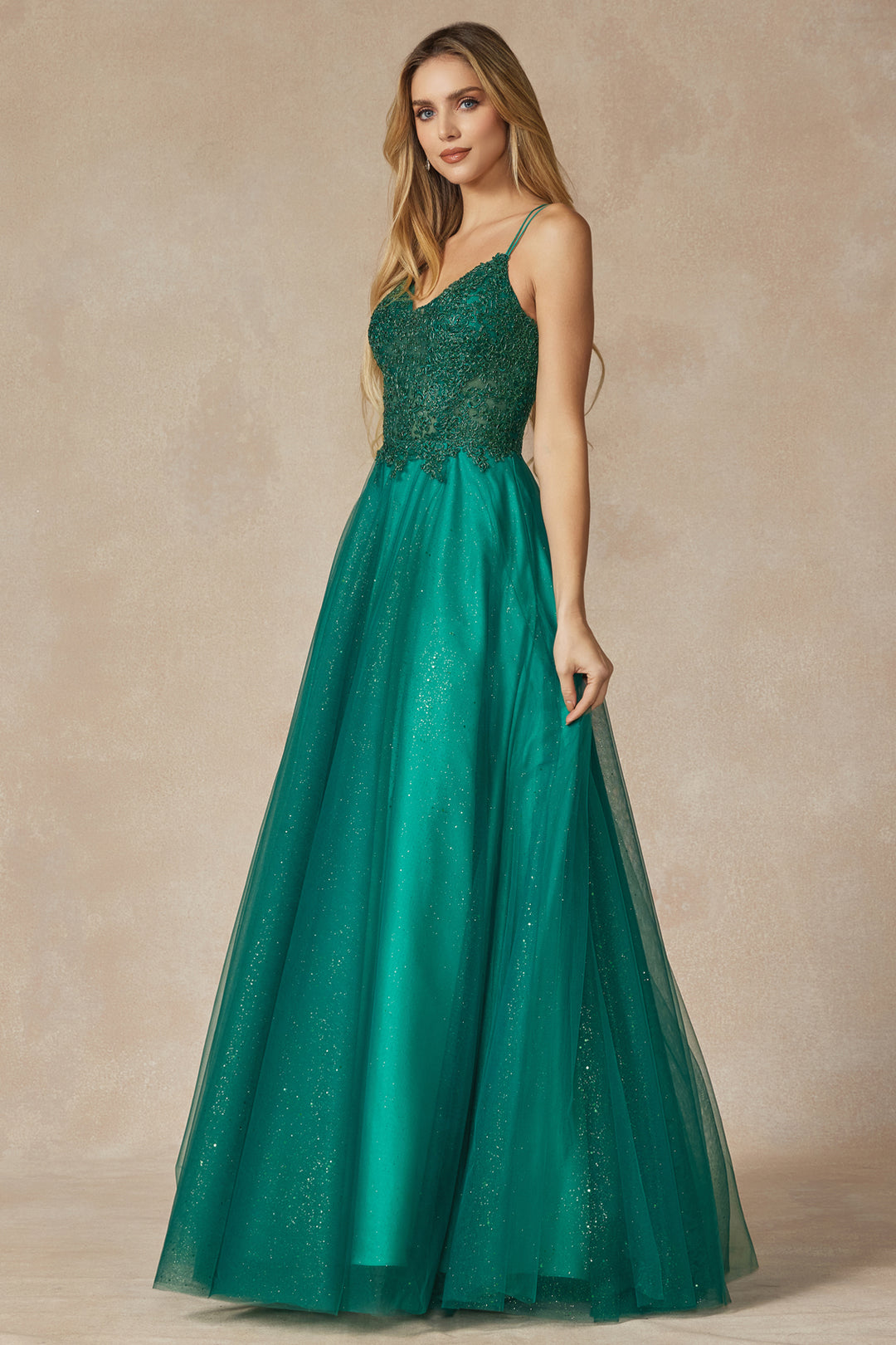 JULIET 268 Embroidered Sparkle Tulle and Stones Accents Ball Gown