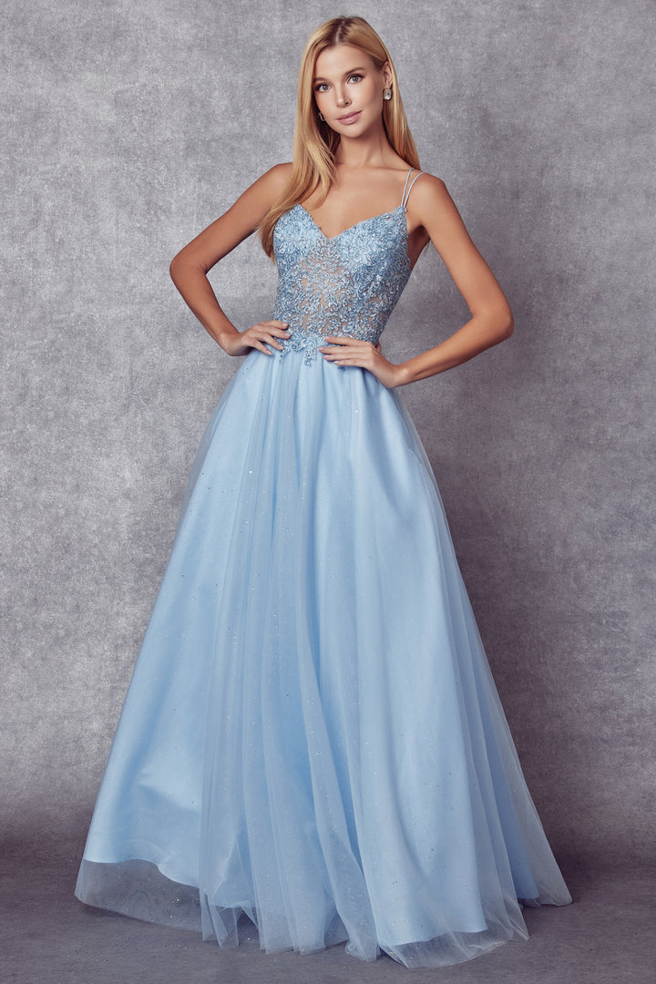 JULIET 268 Embroidered Sparkle Tulle and Stones Accents Ball Gown