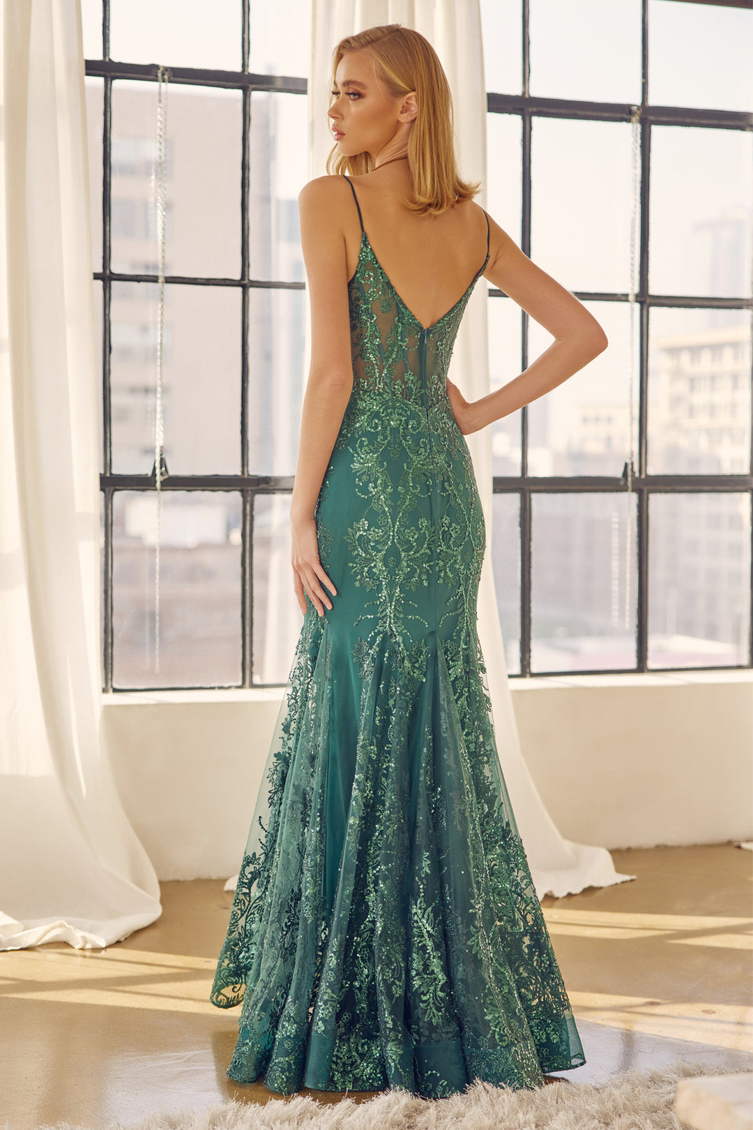 JULIET 274 Embroidered Sequins Mermaid Evening Gown