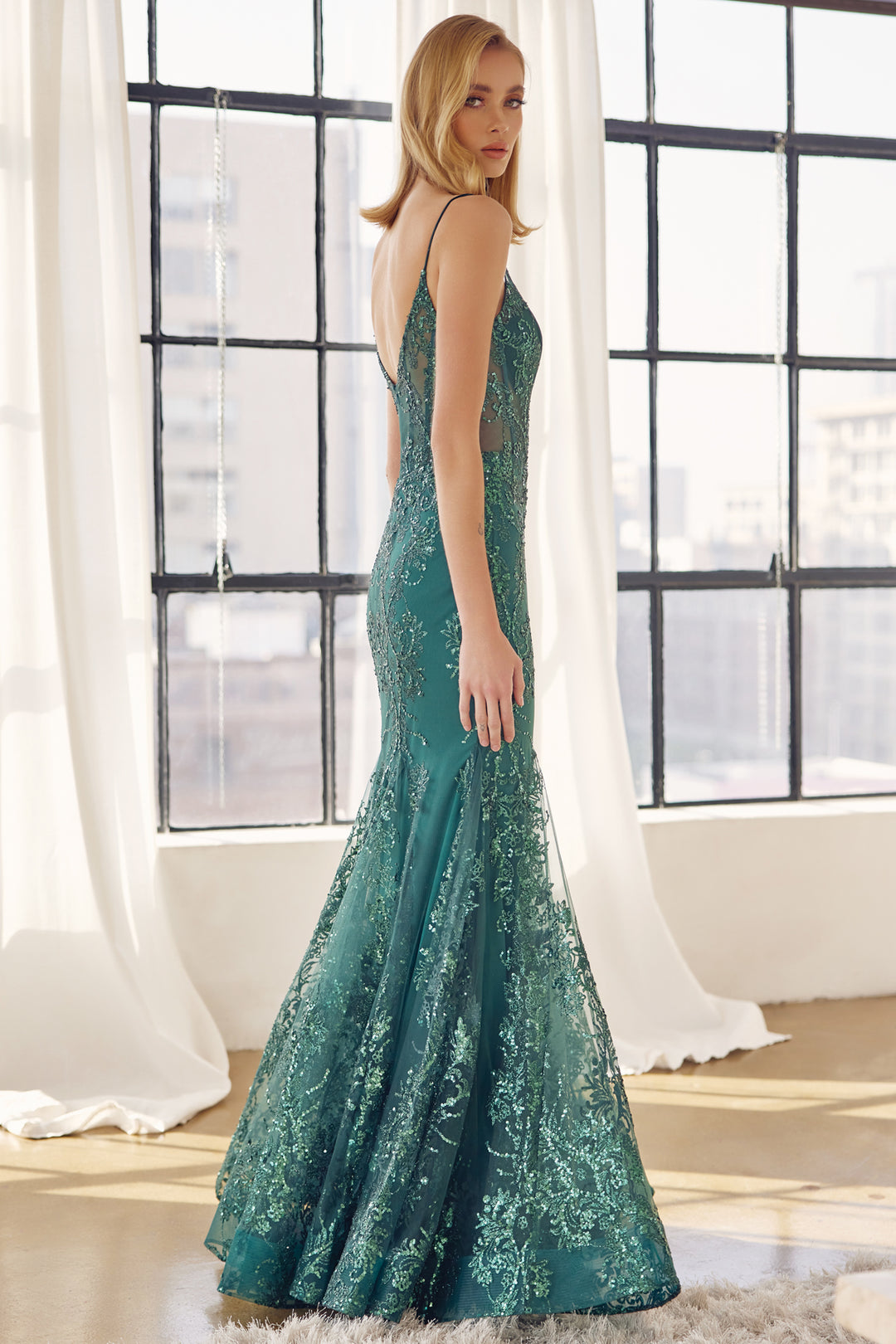 JULIET 274 Embroidered Sequins Mermaid Evening Gown