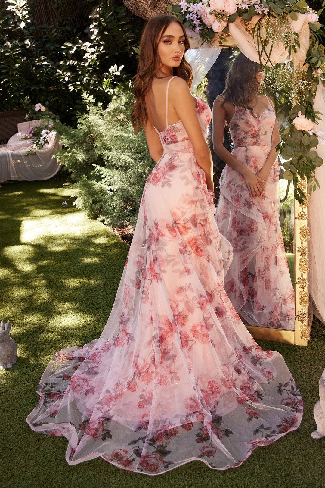 ANDREA & LEO A1290 A-Line Floral Printed Gown