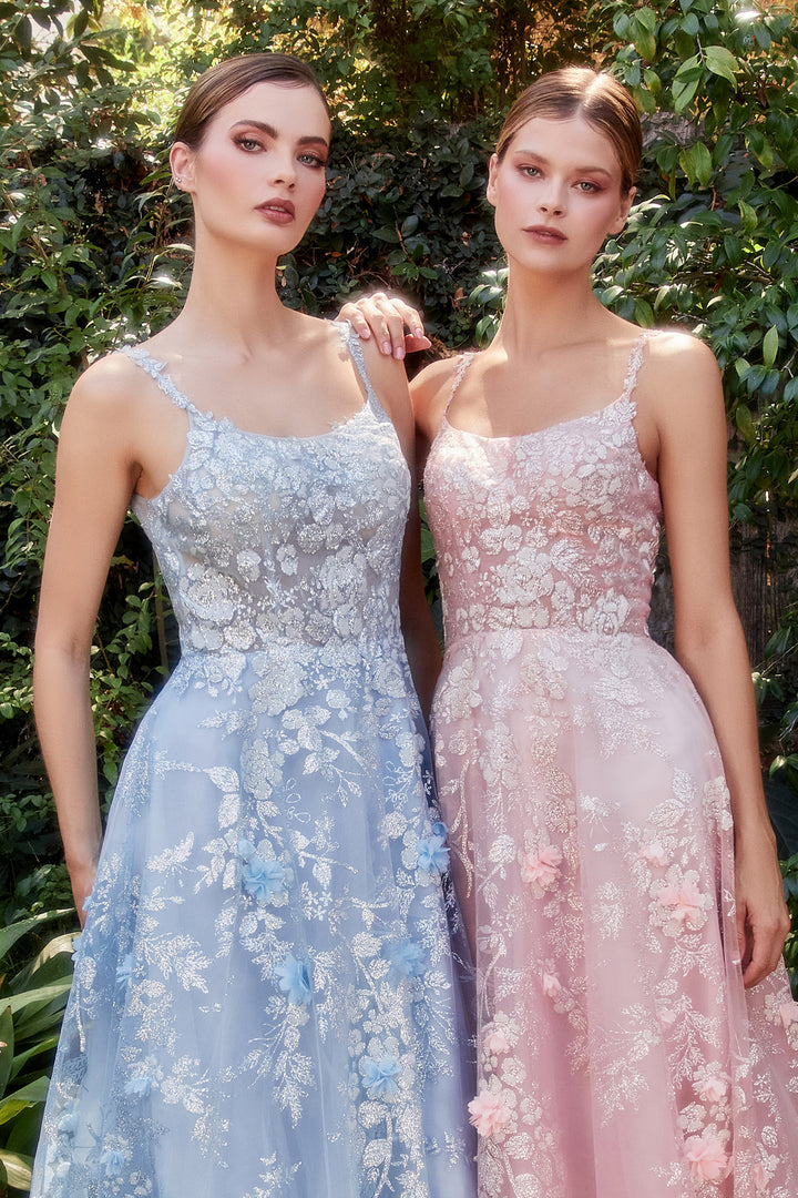 ANDREA & LEO A1124 Floral Scoop Tulle Ball Gown Dress