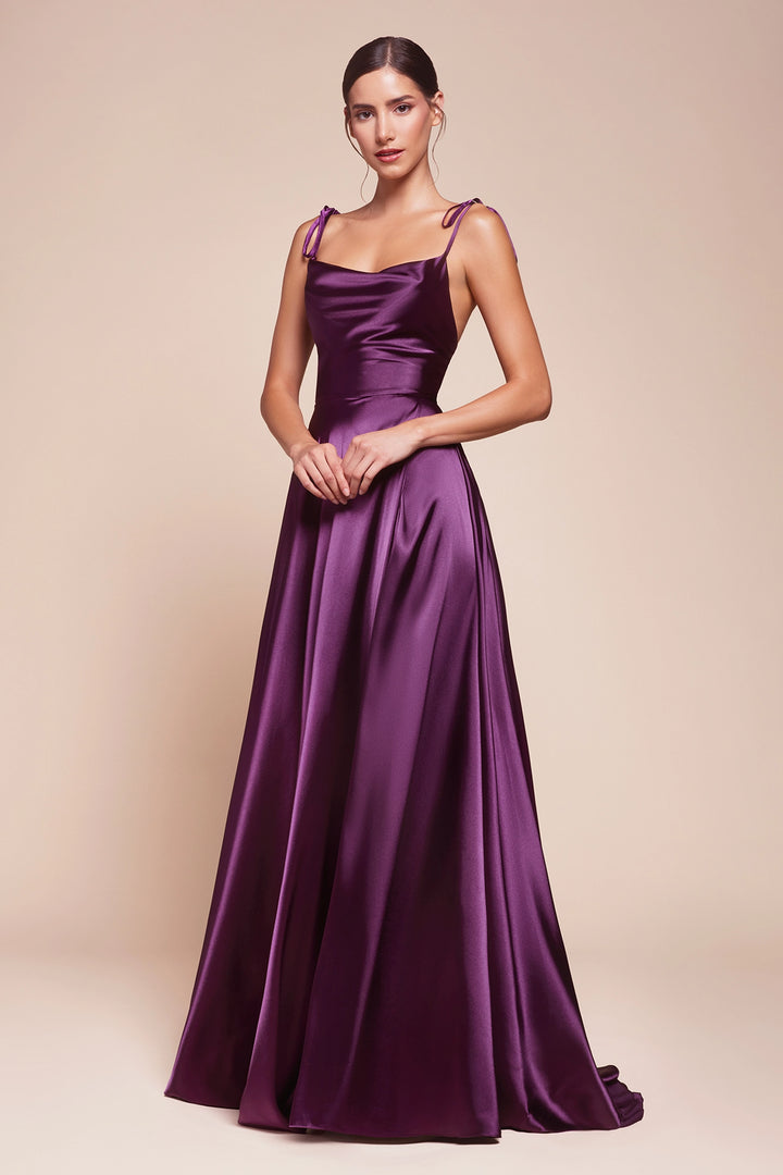 CINDERELLA DIVINE BD104 Satin A-Line with Slit Dress