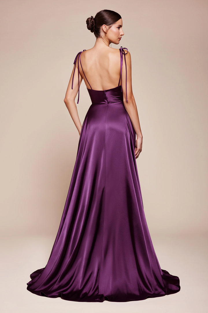 CINDERELLA DIVINE BD104 Satin A-Line with Slit Dress