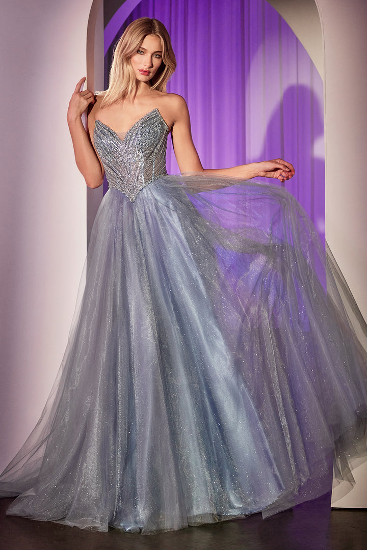 CINDERELLA DIVINE CC415 Beaded Strapless Tulle Ball Gown