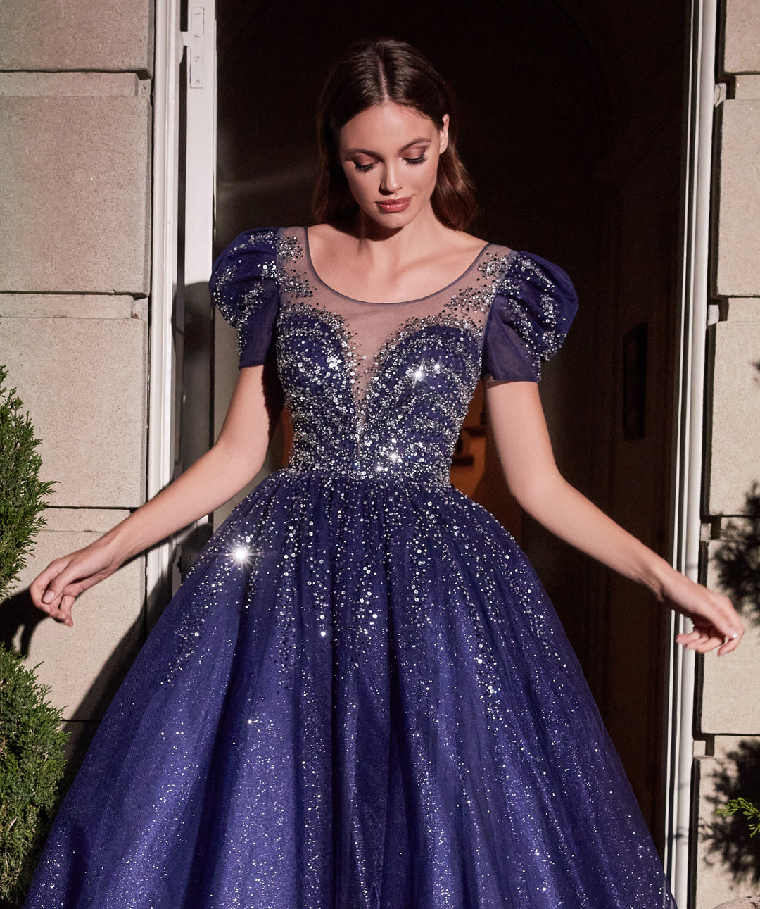 CINDERELLA DIVINE  B702 Beaded Tulle Ball Gown