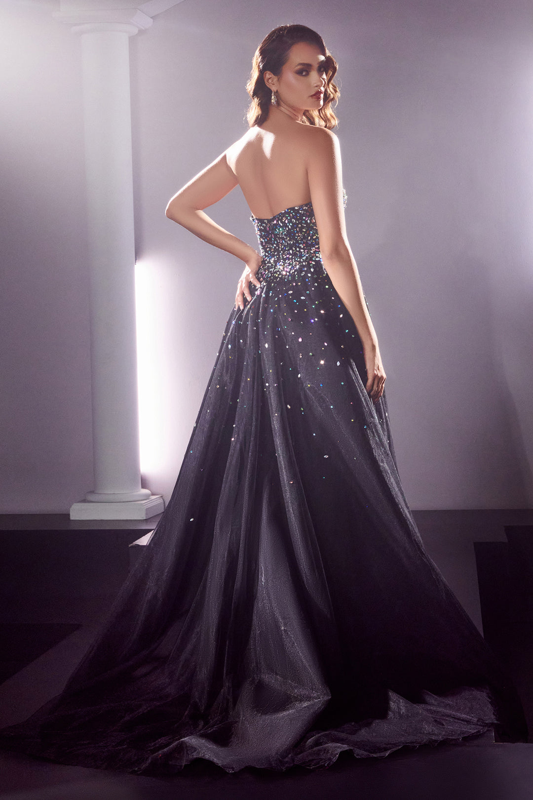 CINDERELLA DIVINE CB114 Bejeweled Strapless A-Line Ball Gown