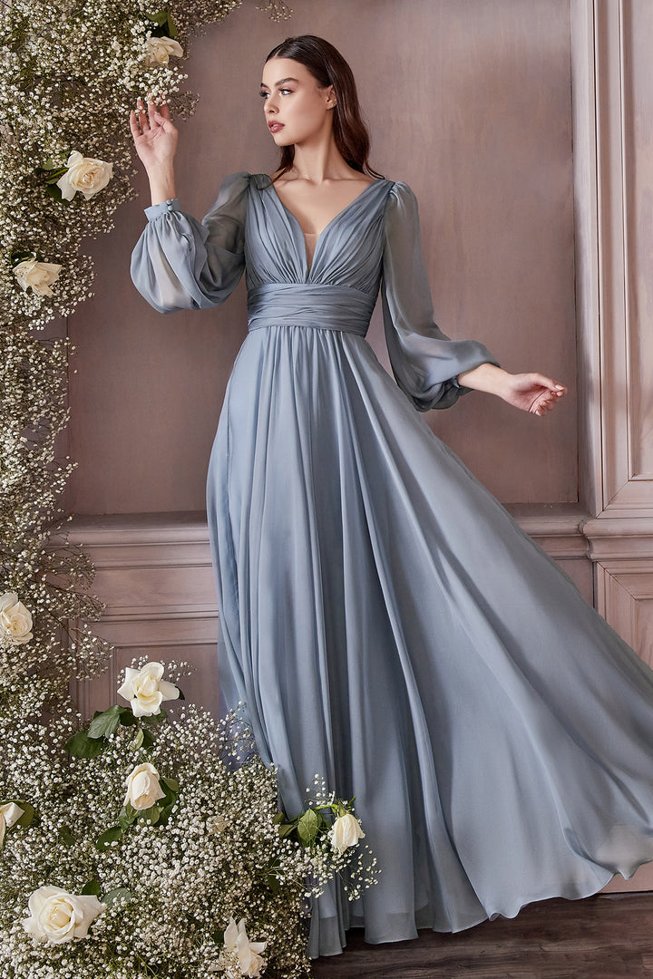 CINDERELLA DIVINE CD0192 Long Sleeve Chiffon Gown