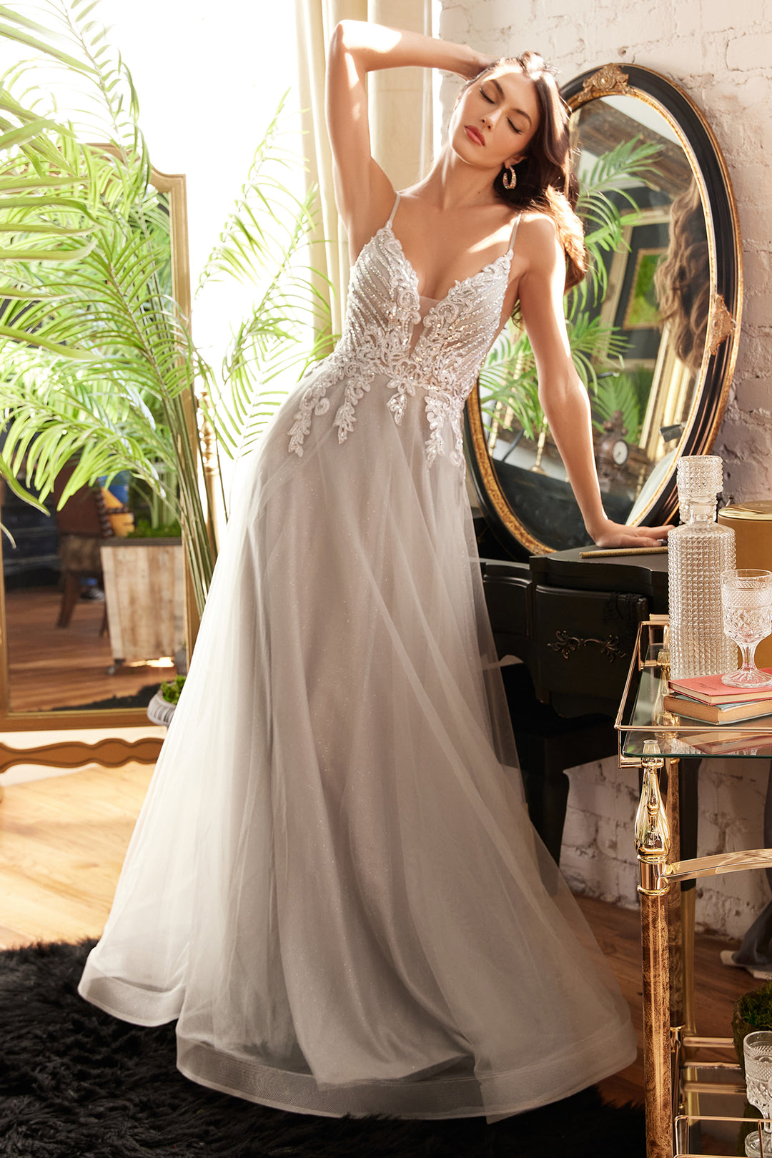 CINDERELLA DIVINE CD874 A-Line Sleeveless Tulle Gown