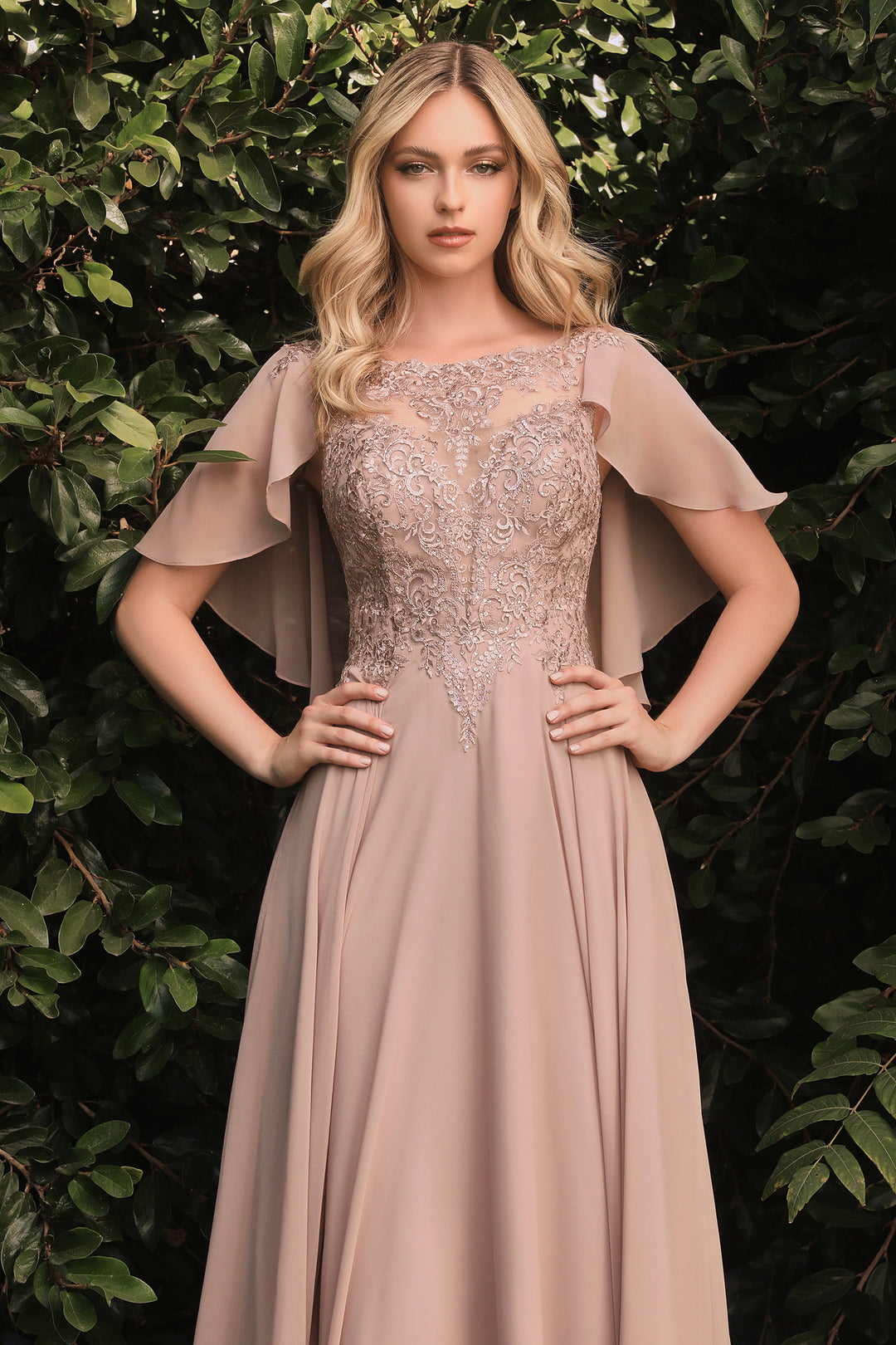 CINDERELLA DIVINE HT101 A-Line Chiffon Dress with Caplet