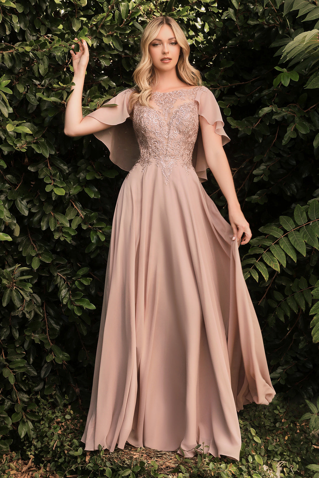 CINDERELLA DIVINE HT101 A-Line Chiffon Dress with Caplet