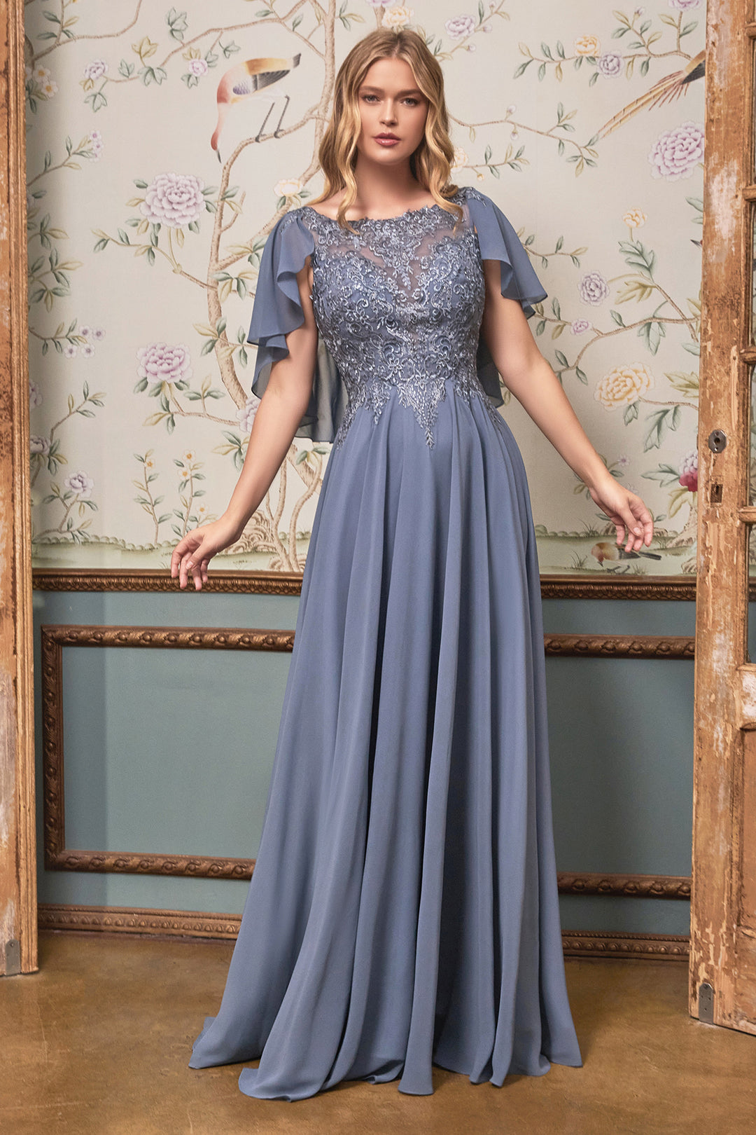 CINDERELLA DIVINE HT101 A-Line Chiffon Dress with Caplet