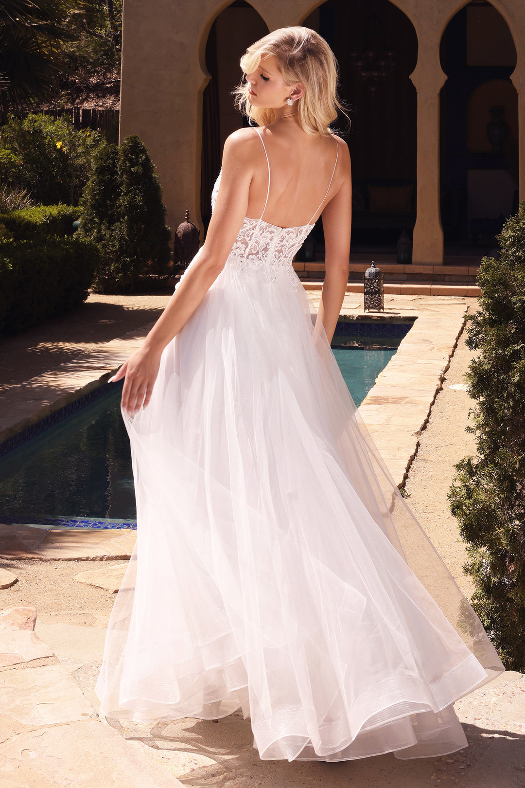 CINDERELLA DIVINE KC897W A-Line Lace Bodice Tulle Bridal Gown