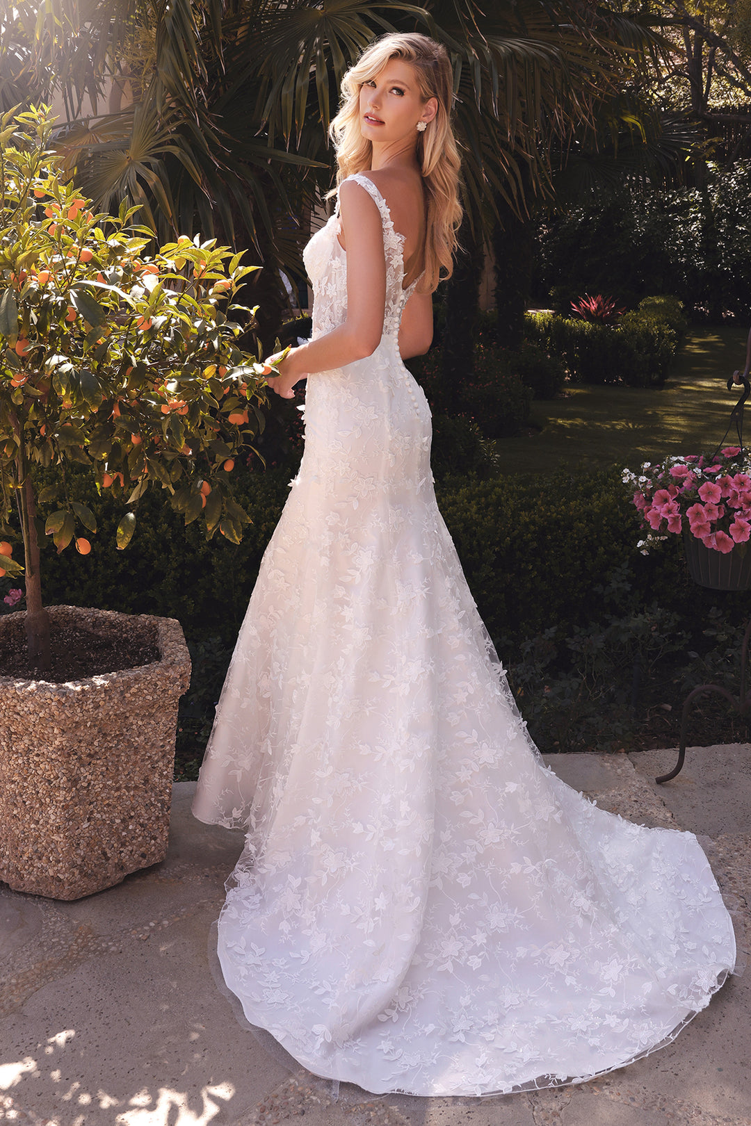 CINDERELLA DIVINE TY01 Floral V-Neck Mermaid Bridal Gown