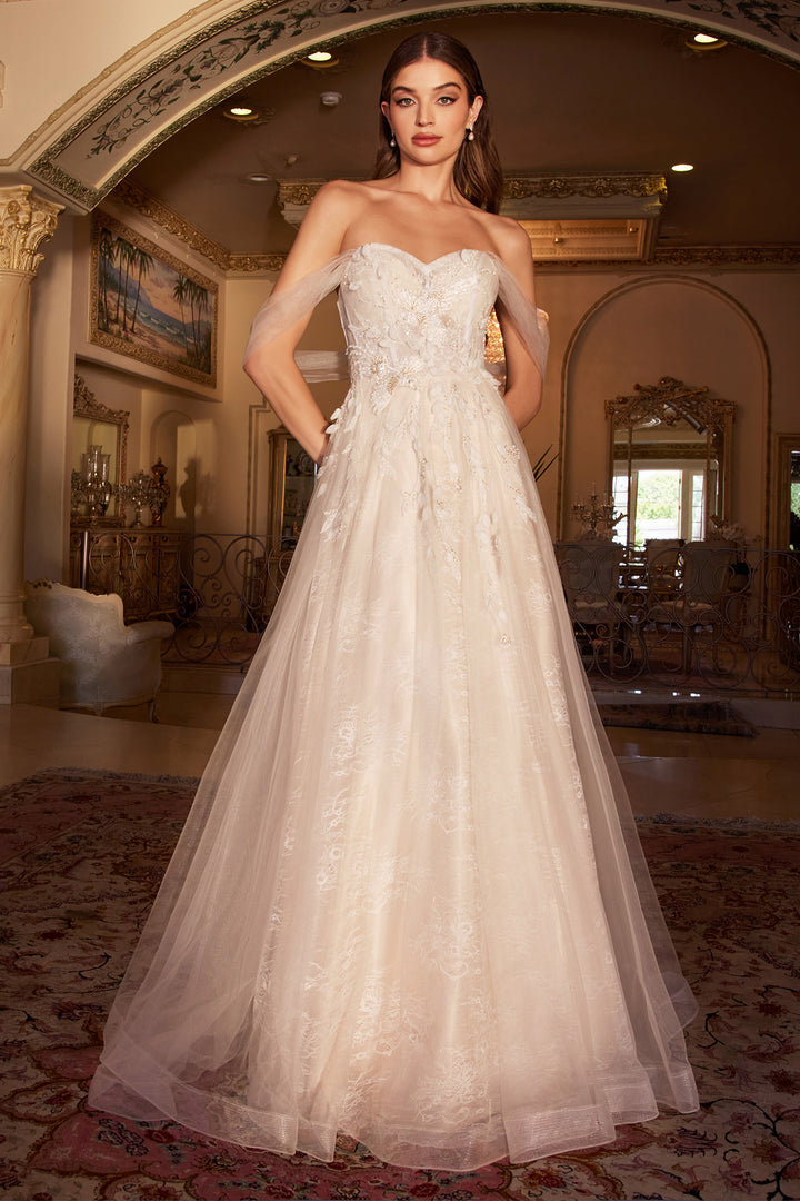 CINDERELLA DIVINE A0822 Off-Shoulder A-Line Bridal Gown
