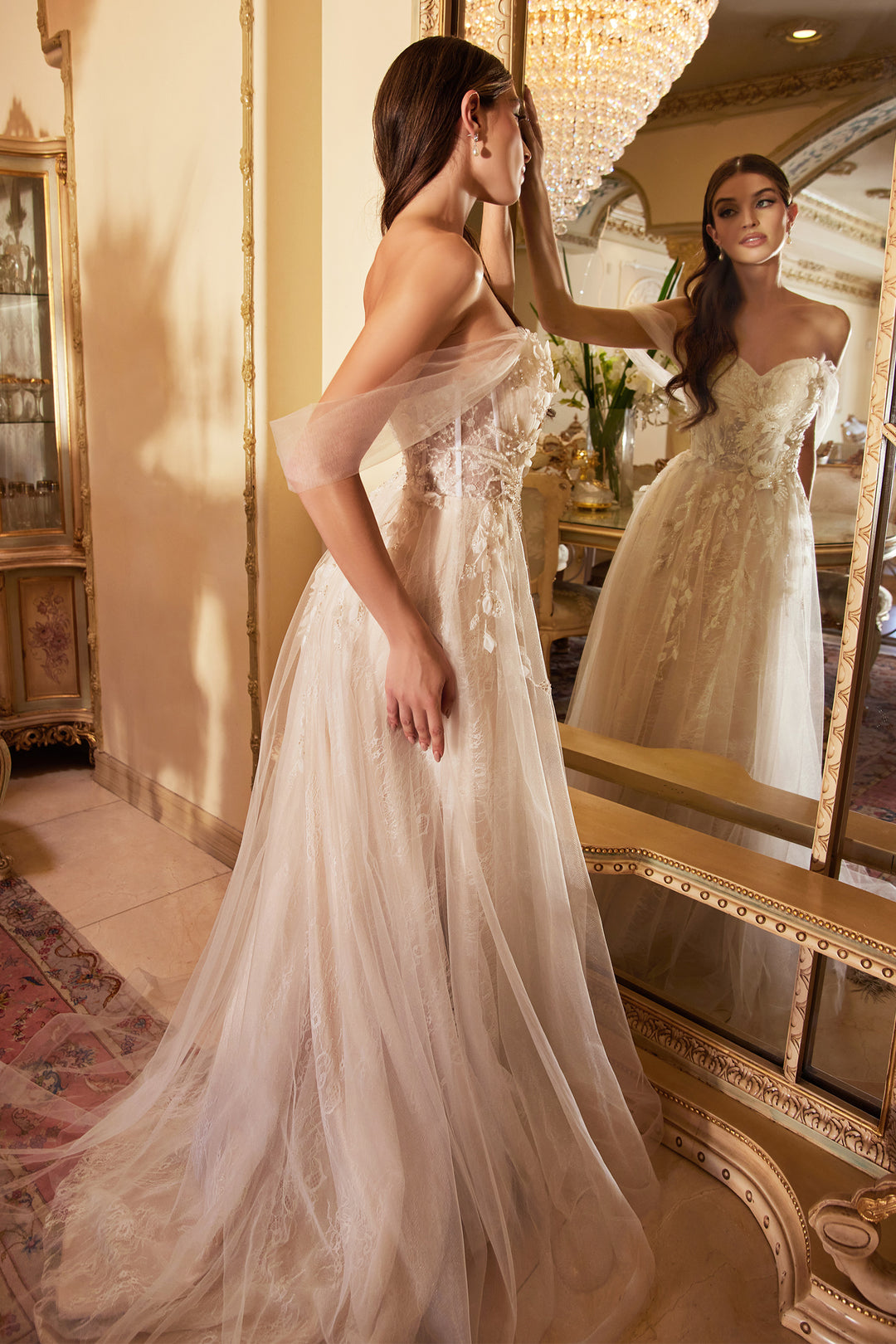 CINDERELLA DIVINE A0822 Off-Shoulder A-Line Bridal Gown