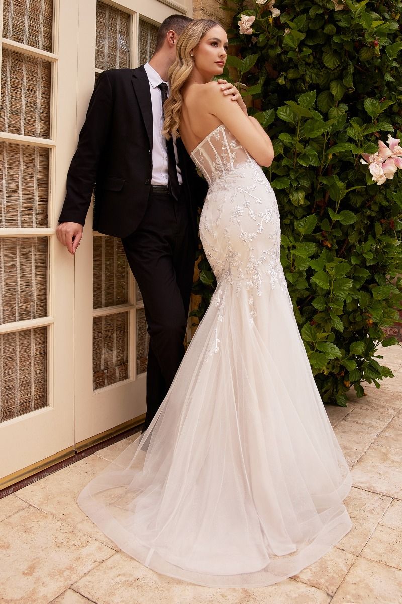 CINDERELLA DIVINE CB126W Strapless Embellished Mermaid Wedding Dress