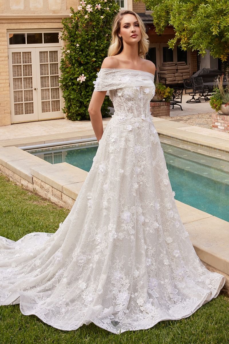 CINDERELLA DIVINE CD860W A-Line Strapless Wedding Gown