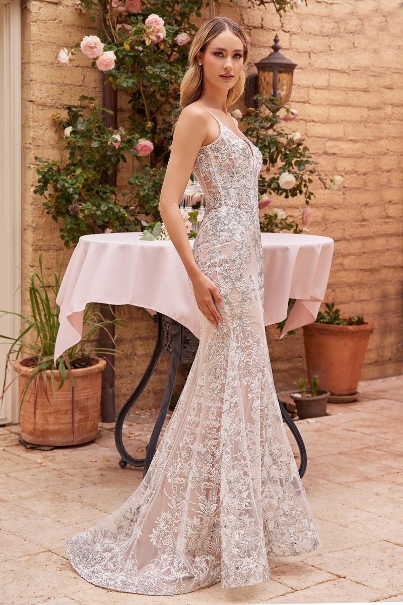 CINDERELLA DIVINE J859W Flare Embellished Fitted Wedding Gown