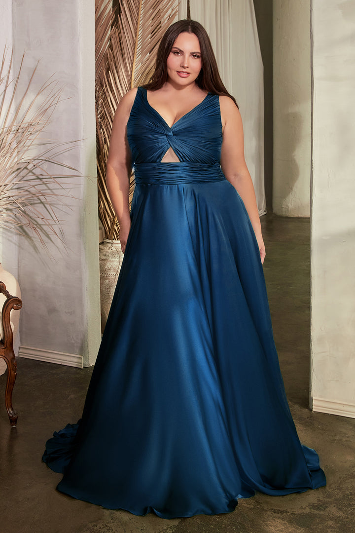 CINDERELLA DIVINE 7497C A-Line Stain Keyhole Gown