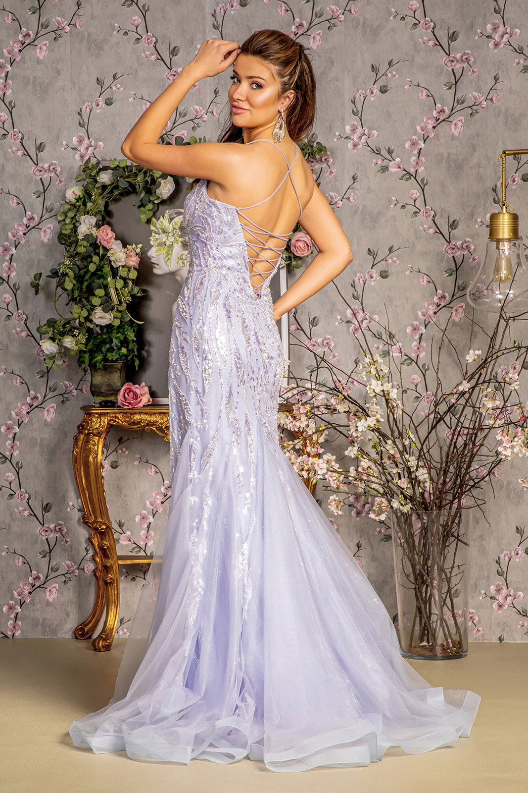 GLS BY GLORIA GL3382 Jewel Embellished Sleeveless Prom Gown
