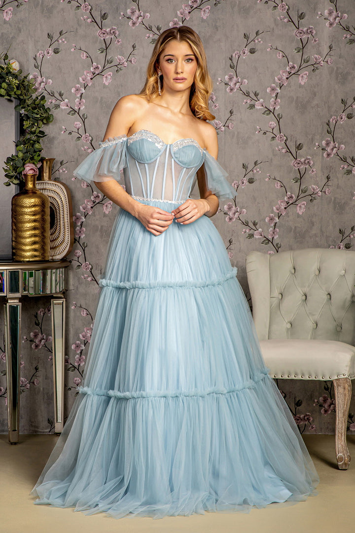 GLS BY GLORIA GL3453 Off-Shoulder Corset Evening Dress