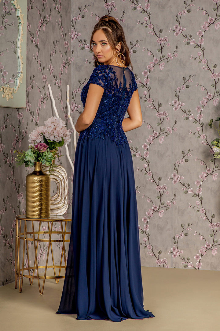 GLS BY GLORIA GL3450 V-Neck Sequin Formal Dress