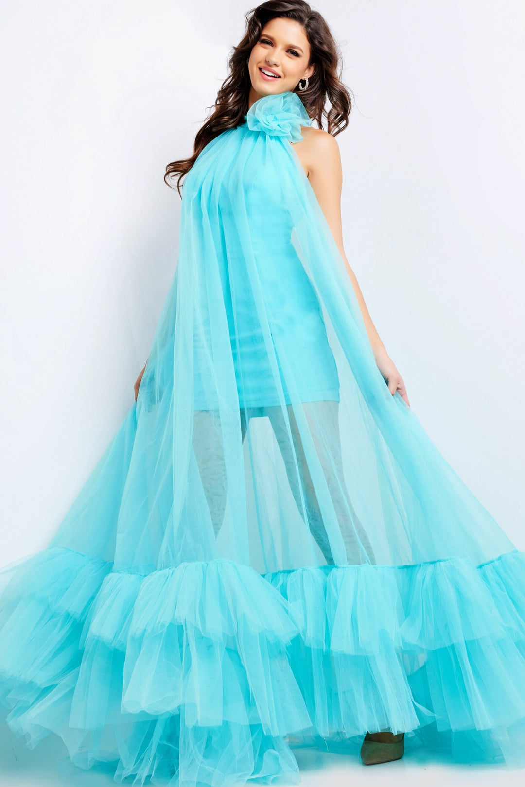 Jovani 38720 Floral Applique Tulle Prom Dress