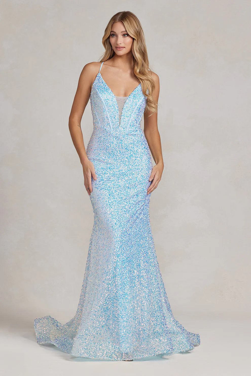 NOX ANABEL C1094 Long Fitted Sequin Mermaid Prom Dress