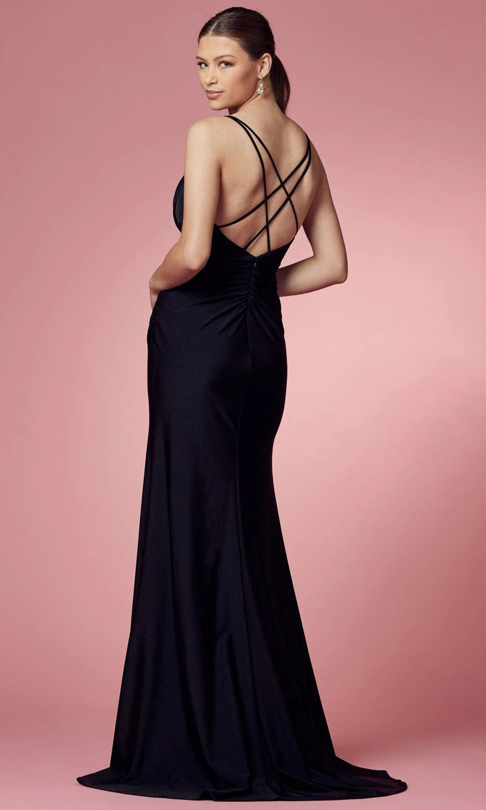 NOX ANABEL E1035 Double Straps Fitted Crisscross Back Dress