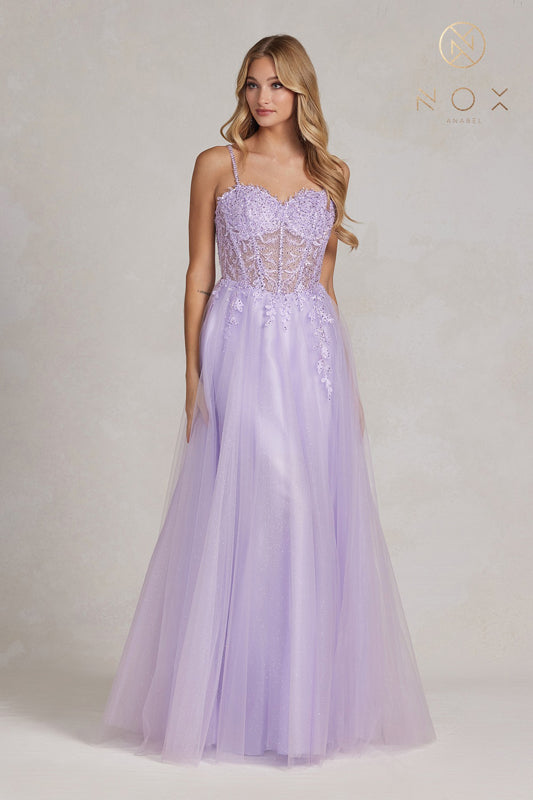 NOX ANABEL F1087 Embroidered Sweetheart Tulle Gown