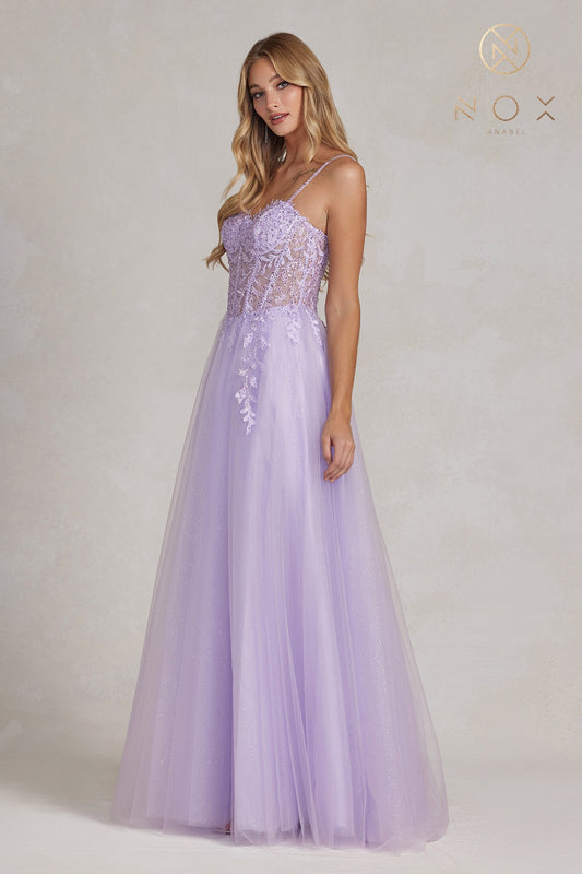 NOX ANABEL F1087 Embroidered Sweetheart Tulle Gown