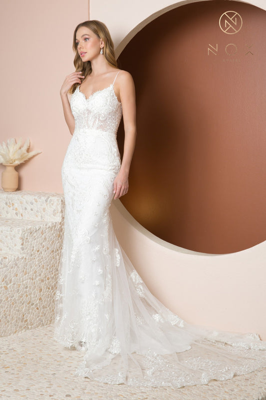 NOX ANABEL JW939 Off Shoulder Sleeveless Mermaid Bridal Gown