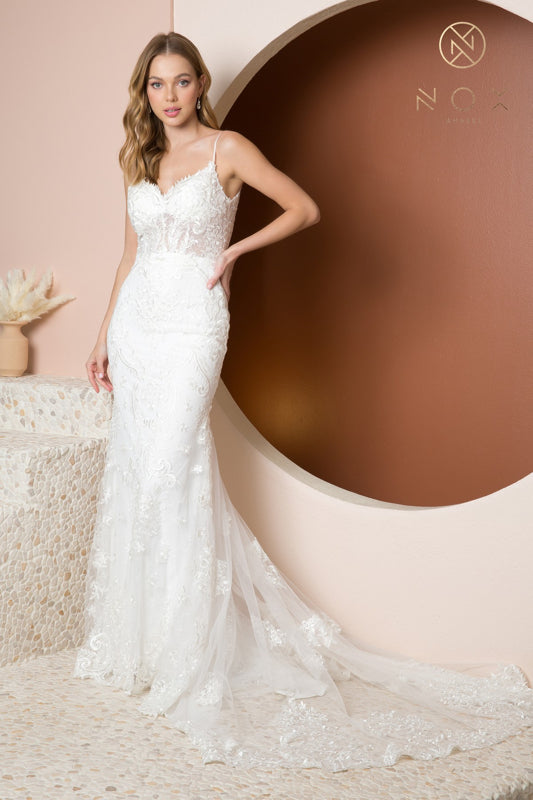 NOX ANABEL JW939 Off Shoulder Sleeveless Mermaid Bridal Gown