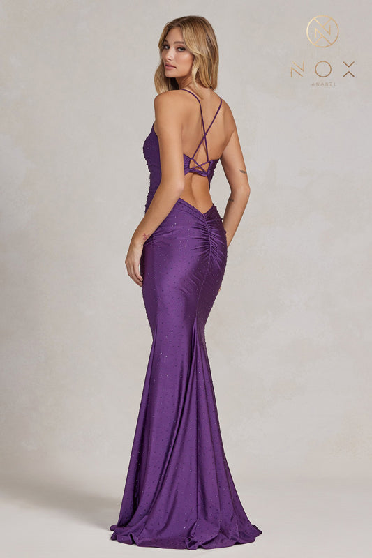 NOX ANABEL K1123 Beaded Mermaid Evening Gown