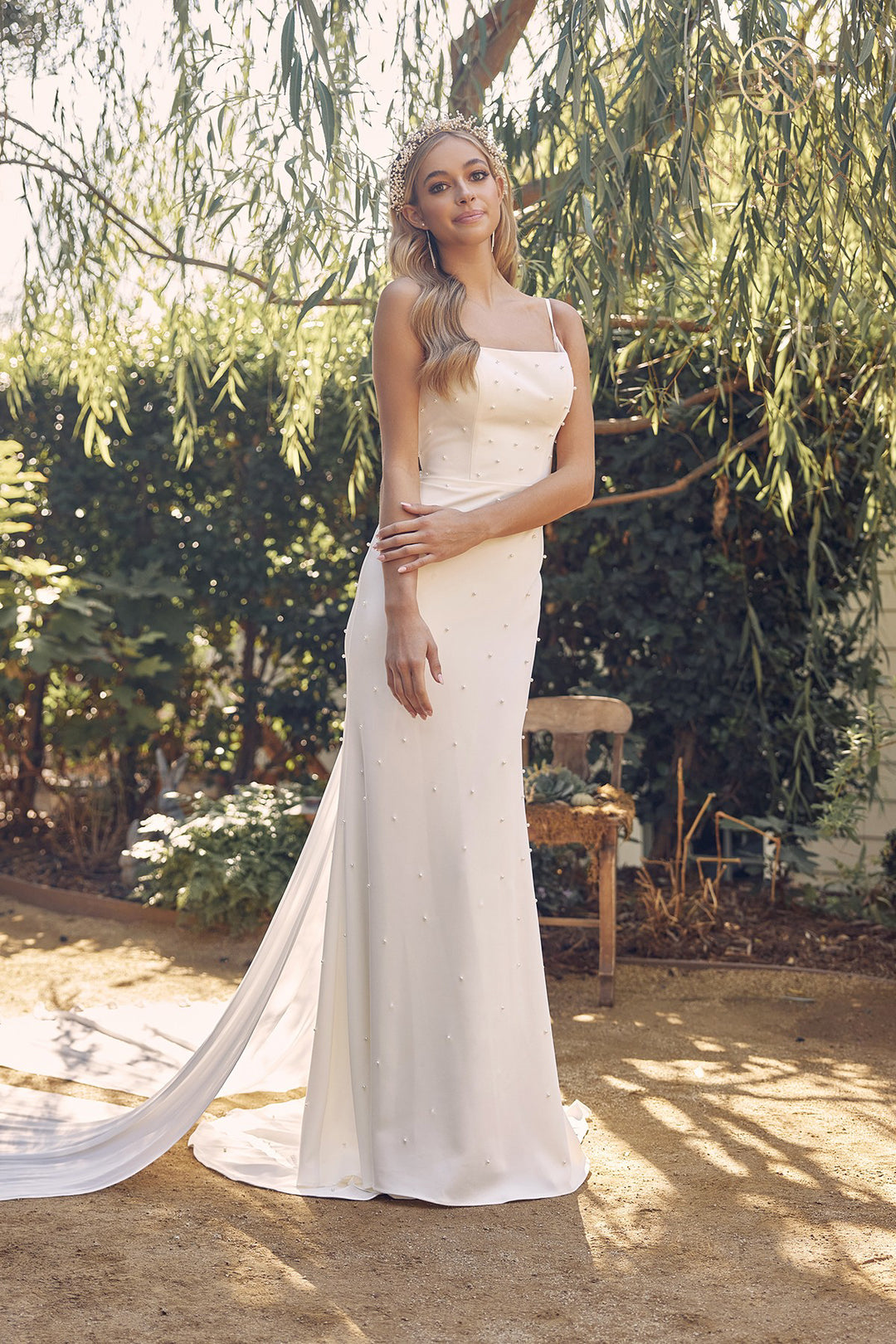 NOX ANABEL QW963 Pearl Beaded Sleeveless Bridal Dress