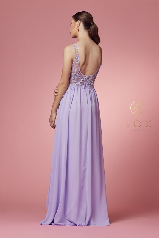 NOX ANABEL Y299 Beaded Lace Applique Bodice A-Line Gown