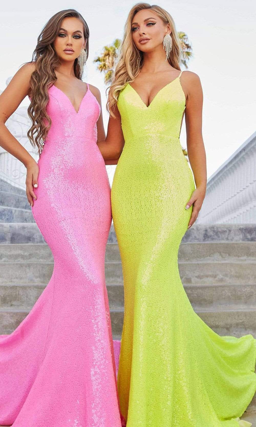 PORTIA & SCARLETT PS21287 Plunging V-Neck Mermaid Skirt Gown with Open Back