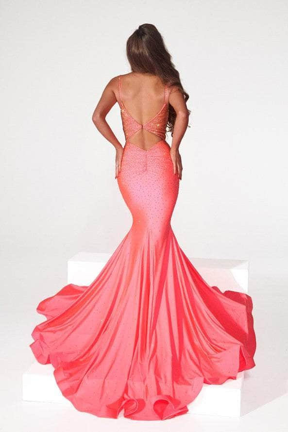 PORTIA & SCARLETT PS22518 Rhinestone Adorned V-Neck Mermaid Dress with Open Back