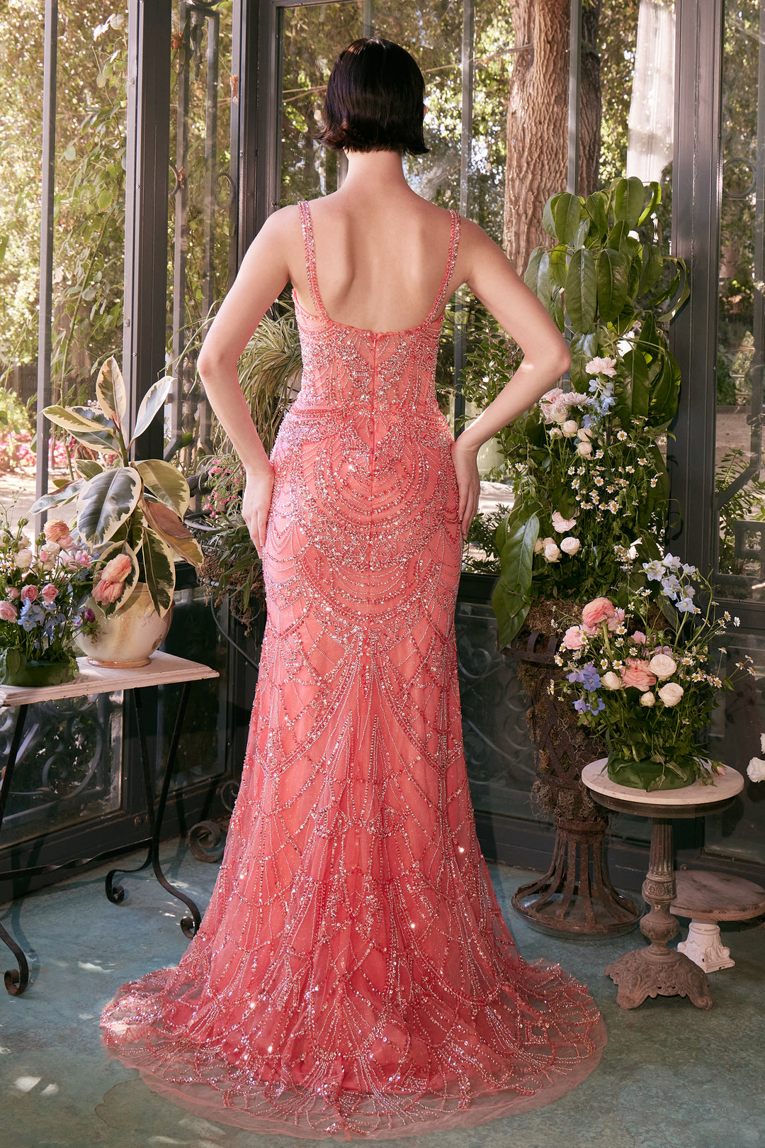 ANDREA & LEO A1363 Fitted Beaded Evening Gown