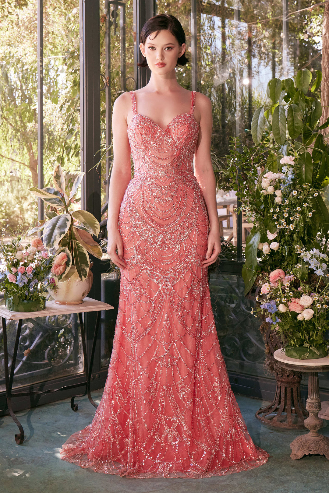 ANDREA & LEO A1363 Fitted Beaded Evening Gown