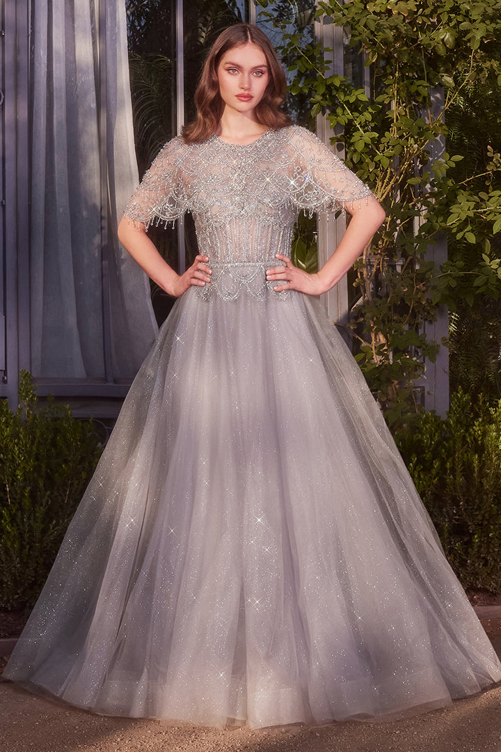 ANDREA & LEO A1444 Capelet Crystal Bead Gown