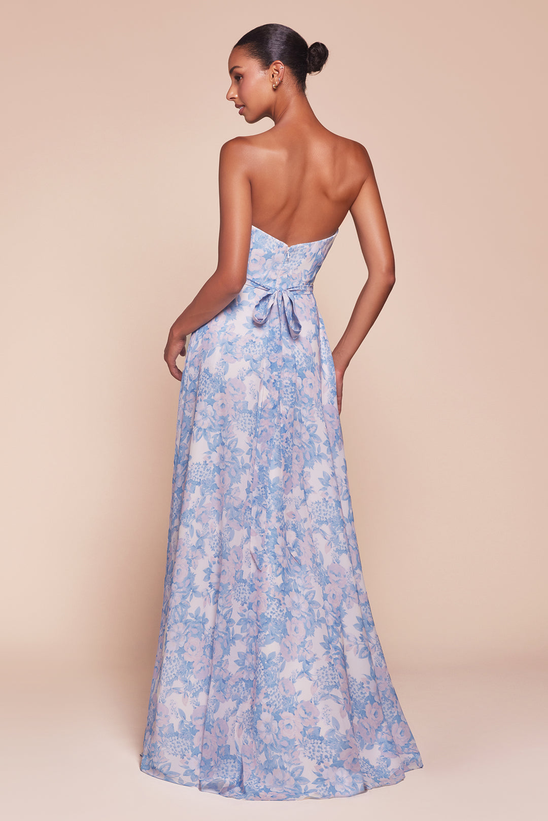 CINDERELLA DIVINE 7443 Strapless A-Line Floral Satin Dress