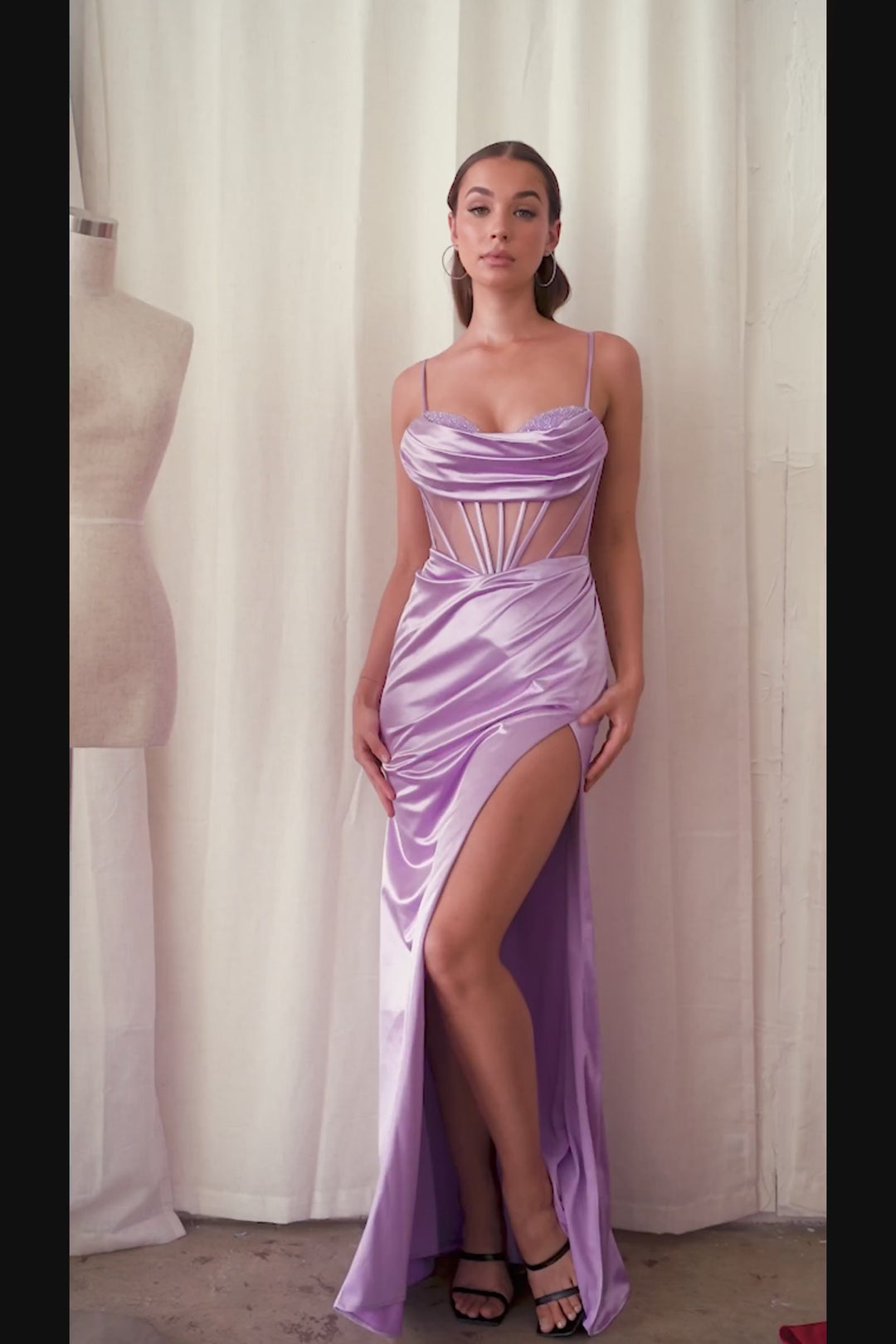 CINDERELLA DIVINE CD265 Fitted Stunning Corset Satin Gown