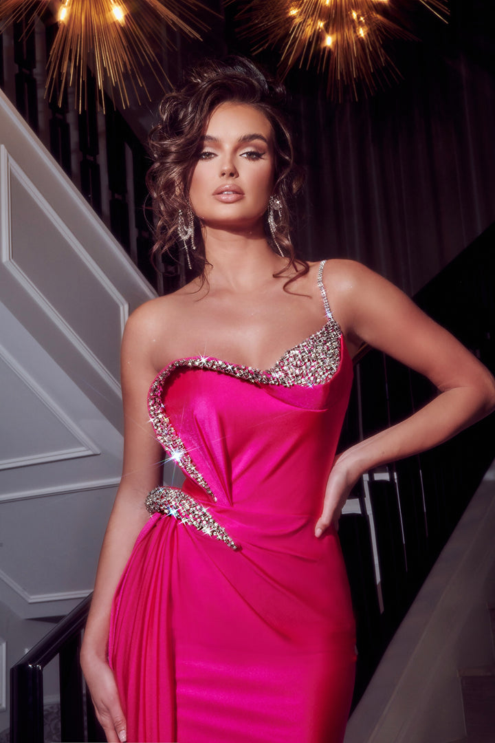 PORTIA & SCARLETT PS23390 Ruched Details Gown with Jewels